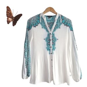 Alfani patterned Pleated Blouse, Size 2